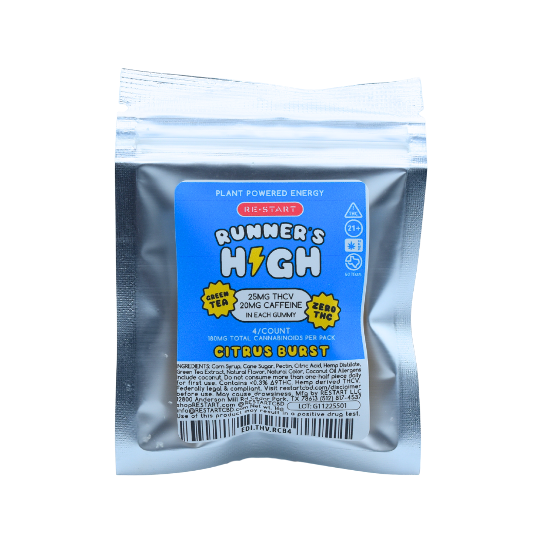 Runner's High THCV 25MG + Green Tea Gummies Citrus Burst (5:1) NO THC / 4-ct